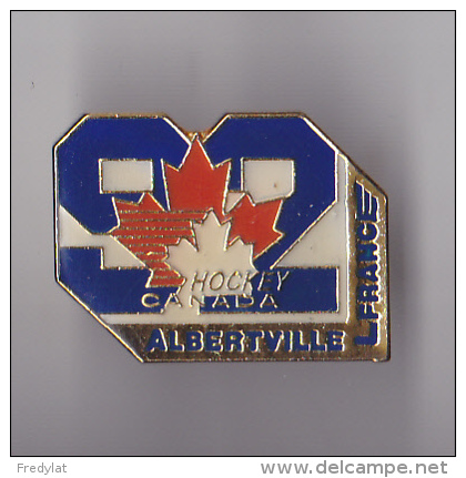 PIN´S  THEME JEUX OLYMPIQUES  ALBERTVILLE  EQUIPE DE HOCKEY DU CANADA  SIGNE HOCKEY CANADA - Jeux Olympiques