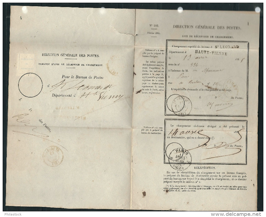 FRANCE 1865  N° 21  Obl. S/formulaire Des Postes GC 3719 Saint Léonard - 1862 Napoleon III