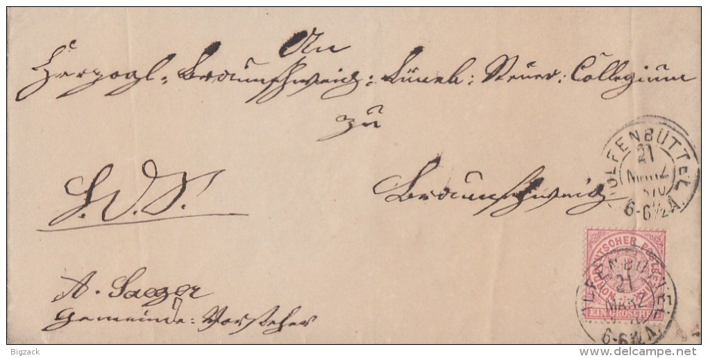NDP Brief EF Minr.16 Nachv. Stempel Wolfenbüttel 21.3.1870 - Briefe U. Dokumente