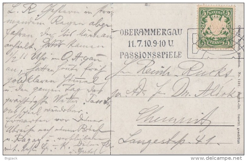 Bayern AK Oberammergau EF Minr.61 Bickerdike-Stempel Passionsspiele - Sonstige & Ohne Zuordnung