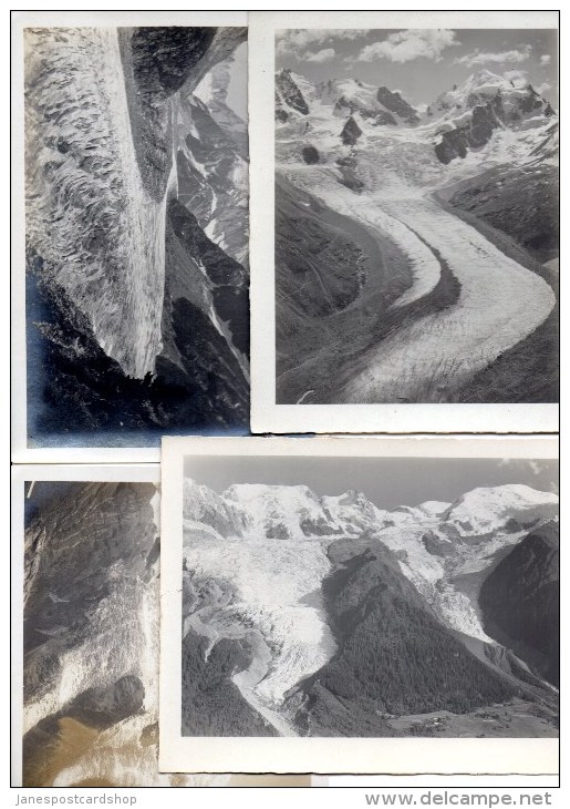 FOUR REAL PHOTOGRAPHS (7 X 5 Inches)OF VARIOUS GLACIERS - Des Bossons, Tschierva, Mont Blanc - Photos