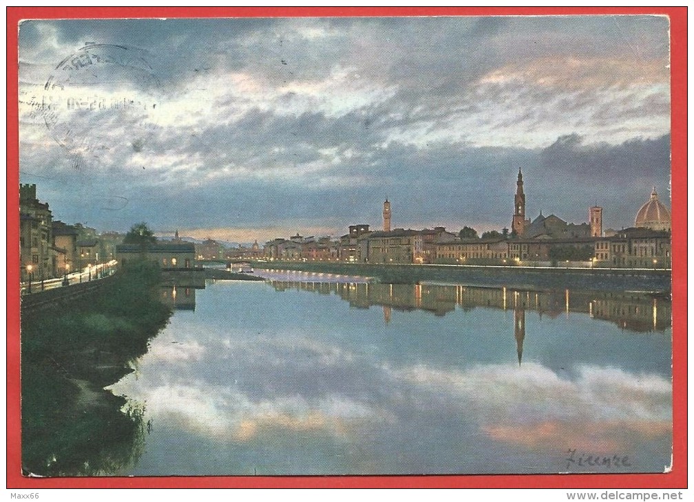 CARTOLINA VG ITALIA - FIRENZE - Tramonto Sull'Arno - 10 X 15 - ANN. 1965 - Firenze