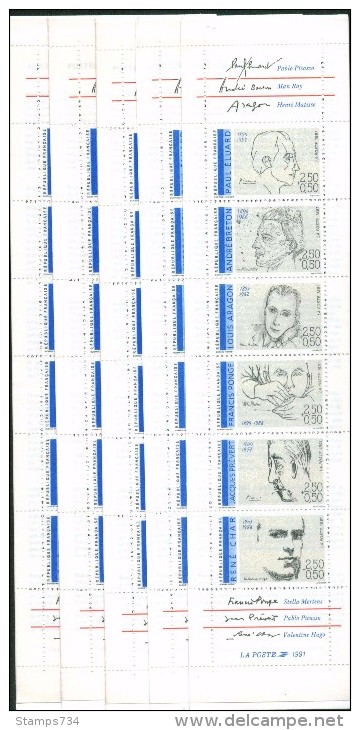 France 1991 - Poetes Francais - YT BC 2687, Neuf**, 5x, Non Plie - People