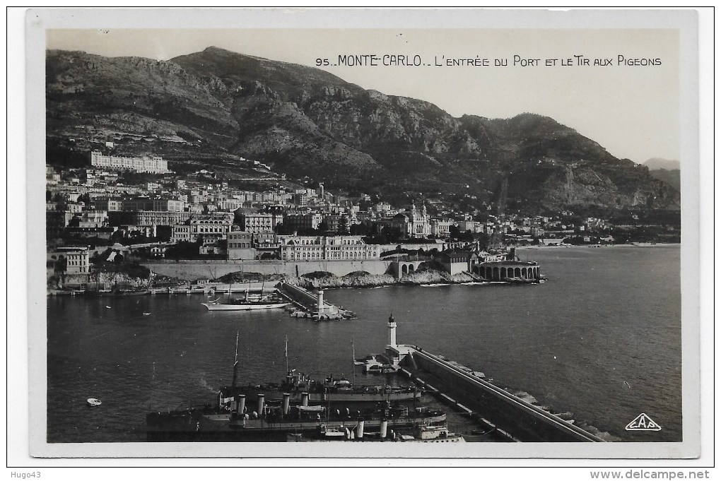 MONTE CARLO - N° 95 - L' ENTREE DU PORT ET LE TIR AUX PIGEONS - CARTE FORMAT CPA NON VOYAGEE - Porto