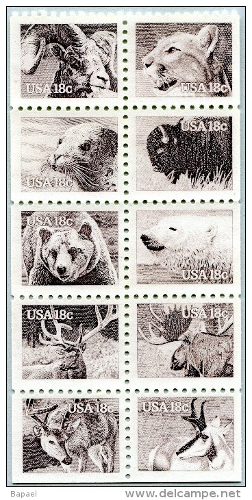 N° Yvert 1321 à 1330 - Bloc Timbres Des États-Unis (1981) - MNH - Faune Sauvage (JS) - Ungebraucht