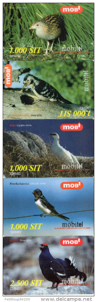 RECHARGES GSM SLOVENIE  1000/2500 SIT  Oiseaux Birds  (lot De 5) ***3 - Pájaros Cantores (Passeri)