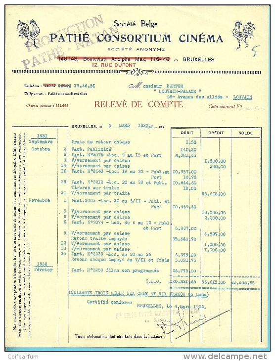 PATHE CONSORTIUM CINEMA (COQ/HAAN) BRUXELLES 1932 (F787) - 1900 – 1949