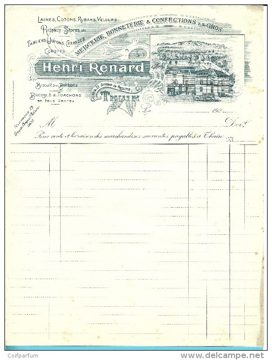 MERCERIE, BONNETERIE & CONFECTIONS EN GROS / HENRI RENARD / THUIN (F408) - 1900 – 1949