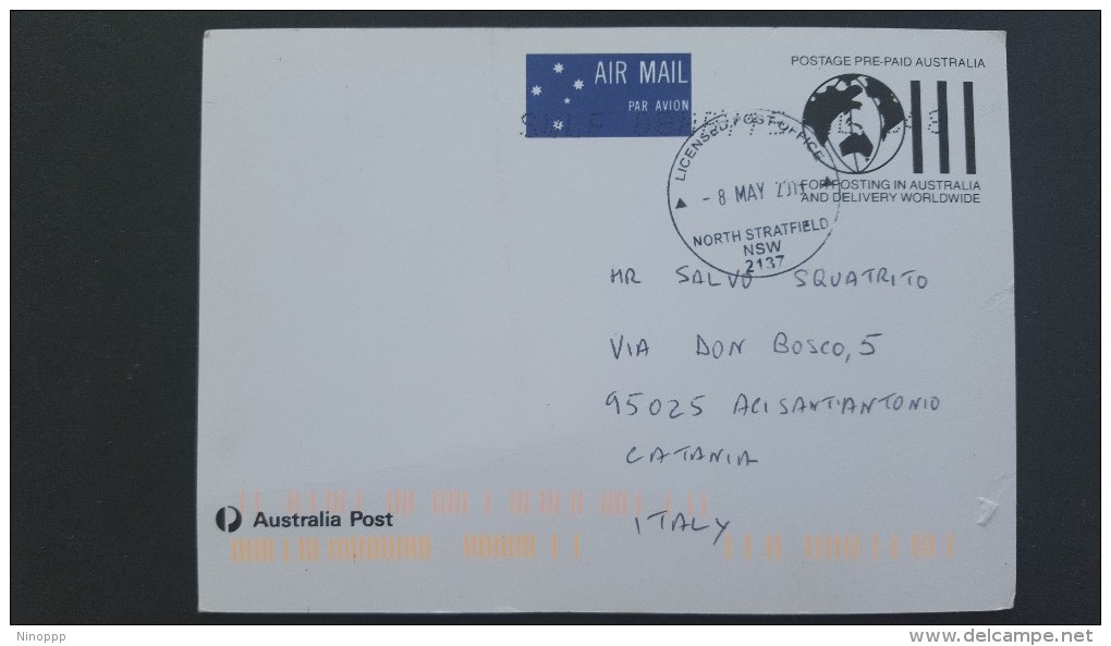 Australia 2015 HARBOUR Bridge Prepaid Postcard.Gold Printing Missing,used On Mail Posted  To Italy - Variétés Et Curiosités