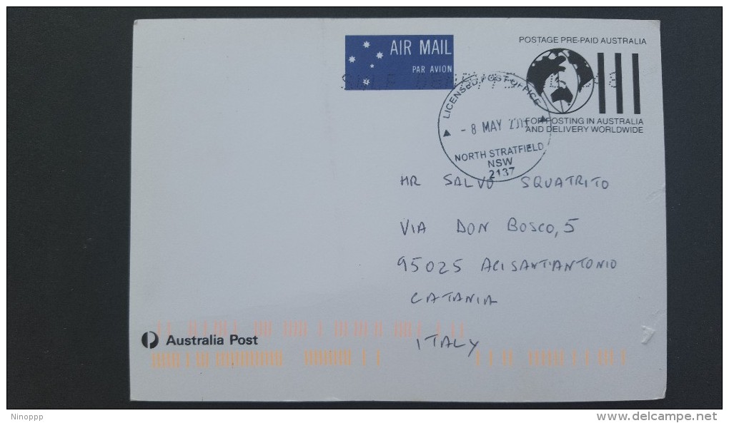 Australia 2015 HARBOUR Bridge Prepaid Postcard.Gold Printing Missing,used On Mail Posted  To Italy - Abarten Und Kuriositäten