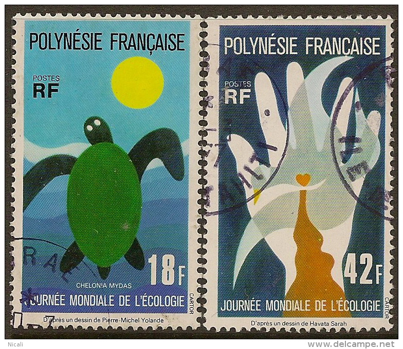 FRENCH POLYNESIA 1976 Ecology SG 219-20 U #OF411 - Ungebraucht