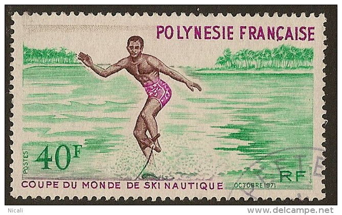 FRENCH POLYNESIA 1971 40f Skiing SG 144 U #OF242 - Used Stamps
