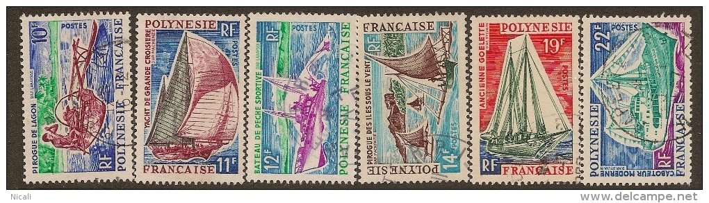 FRENCH POLYNESIA 1966 Boats SG 56-61 U #OF141 - Usados