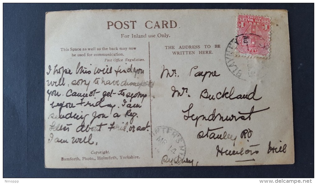 Australia,New South Wales,1907 Used Postcard 1d Red - Used Stamps