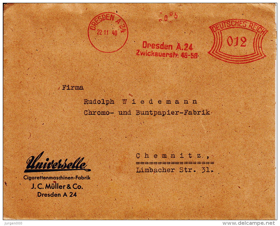 Deutsches Reich, Universelle, Cigarettenmaschinen-Fabrik, Dresden, 1940 (5943) - Tabac