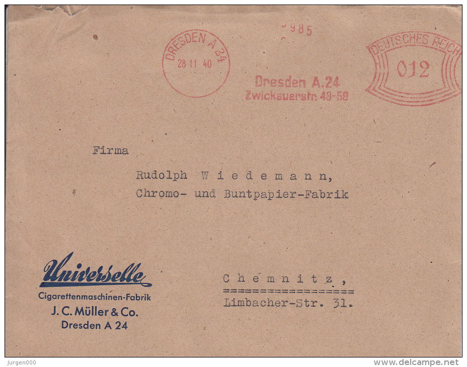 Deutsches Reich, Universelle, Cigarettenmaschinen-Fabrik, J.C. Müller, Excelsior-Rapid, Dresden, 1940 (5994) - Tabac