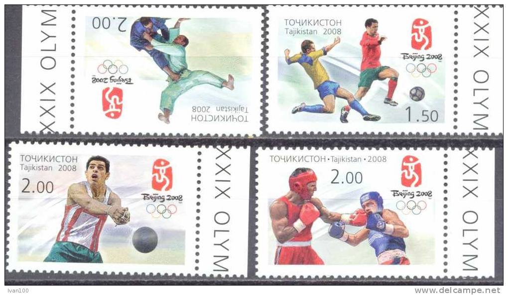 2008. Tajikistan, Olympic Games Beijing 2008, 4v In Block, Mint/** - Tadjikistan