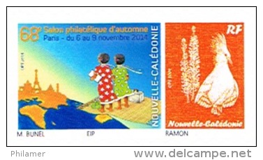 Nouvelle Caledonie Timbre Personnalise Public Salon Philatelique Automne Paris Cagou Tour Eiffel Carte Unc Neuf 2014 - Unused Stamps