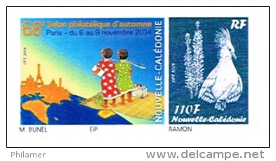 Nouvelle Caledonie Timbre Personnalise Public Salon Philatelique Automne Paris Cagou Tour Eiffel Carte Unc Neuf 2014 - Unused Stamps