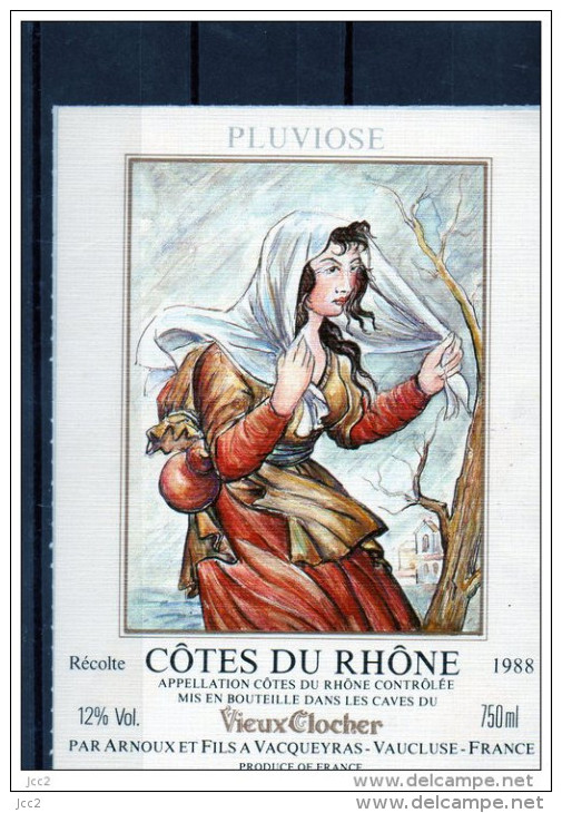 Calendrier Républicain - Pluviose  ( Etiquette Légèrement Collée Sur Feuille D´expo.) - Weibliche Schönheit, Jugendstil