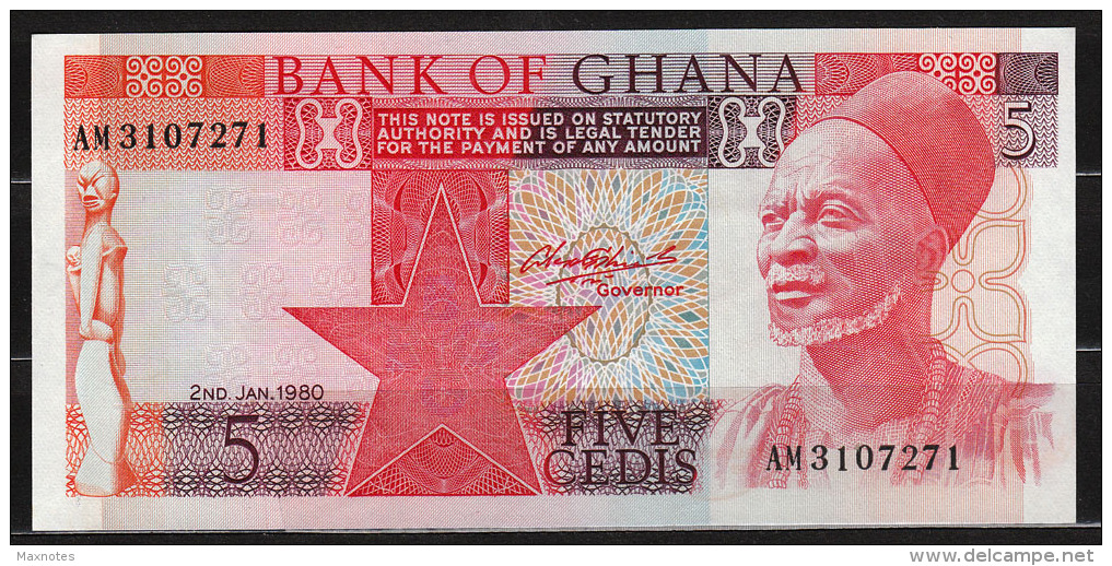 GHANA : Banconota  5 Cedis - 1980/82 - P19 - FDS - Ghana