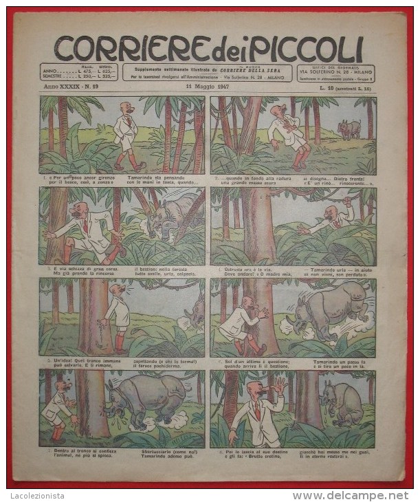 356/6  CORRIERE DEI PICCOLI   11 MAGGIO 1947 N.19  SENZA PIEGA CENTRALE SUPPLEMENTO SETTIMANALE - Corriere Dei Piccoli