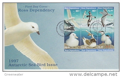 Ross Dependency 1997 Sea Birds 6v Se-tenant  FDC (F4225) - Ongebruikt