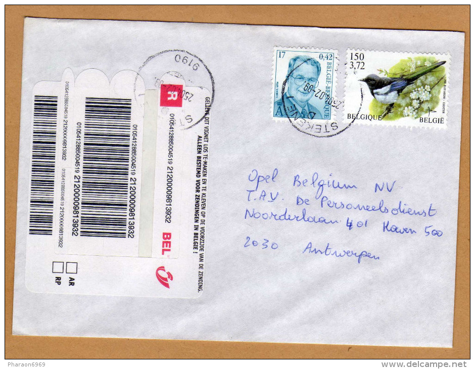 Enveloppe Cover Brief Aangetekend Registered Recommandé Stekene 1 - Cartas & Documentos