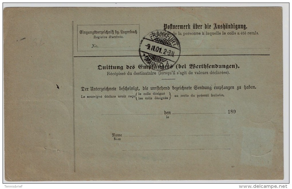 DR, 1901, Ausland-Paketkarte " Crefeld " , #3107 - Briefe U. Dokumente