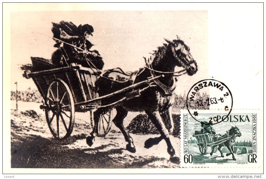 PO 01 - Maximum Card - Stamp Day - Horse And Stagecoach - Maximumkaarten