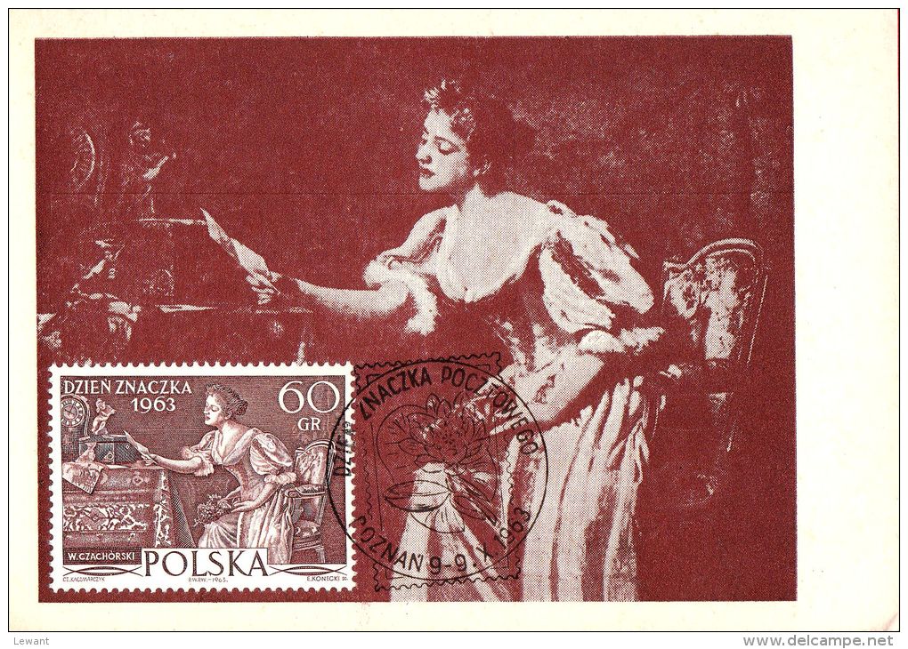 PO 08 - Maximum Card - Woman Reading A Letter - Day Stamp - Maximumkaarten