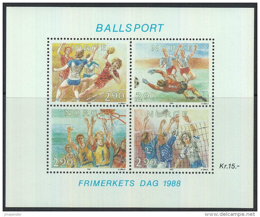 Norway 1988 Miniature Sheet: Day Of Stamp â€“ Ball Games. Mi Block 10 MNH - Blokken & Velletjes