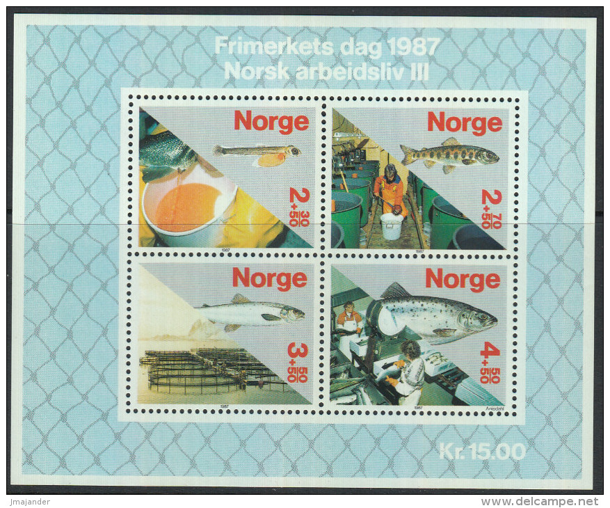Norway 1987 Miniature Sheet: Day Of Stamp - Fish Farming. Mi Block 8 MNH - Blokken & Velletjes