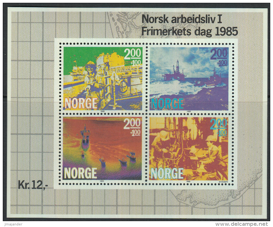 Norway 1985 Miniature Sheet: Day Of Stamp - Off-shore Oil Industry. Mi Block 5 MNH - Blokken & Velletjes
