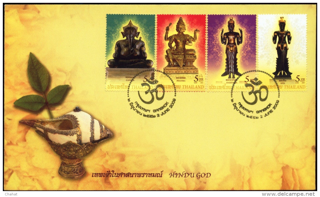 RELIGION-HINDUISM-HINDU GODS-CONCH SHELL-EMBOSSED STAMPS-THAILAND-2009-FC-58-13 - Hindouisme