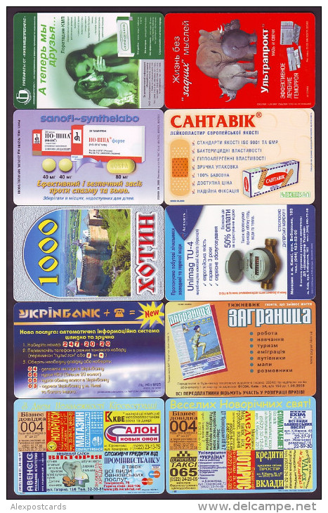 UKRAINE. 80 CHIP PHONECARDS, ALL DIFFERENT. Lot Nr. 4