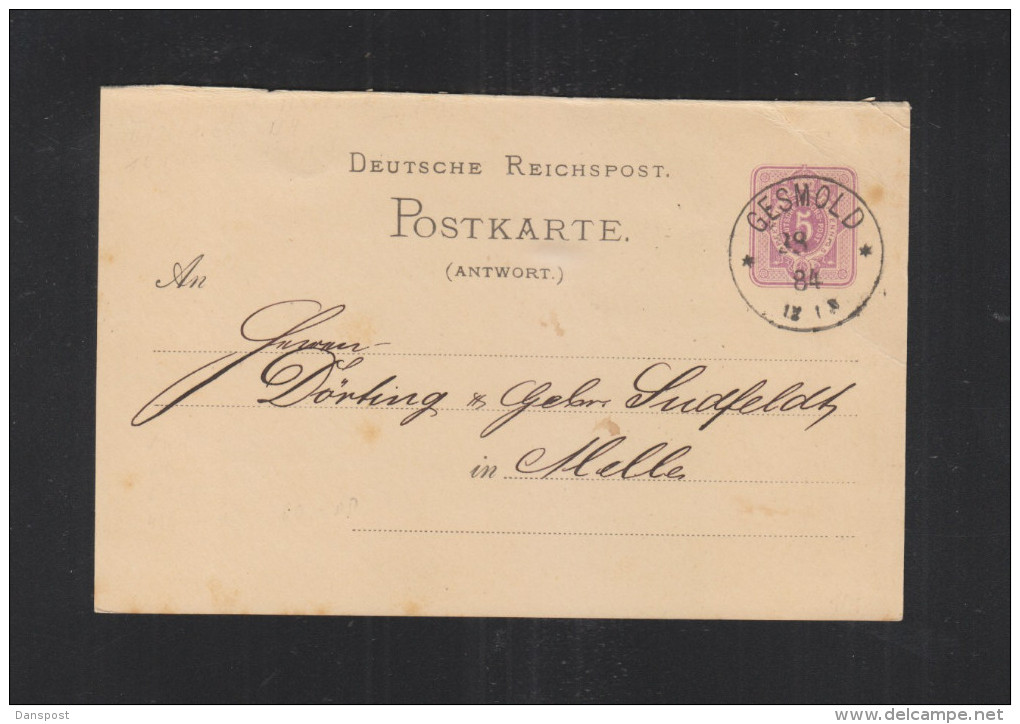 Dt. Reich GSK 1884 Gesmold - Storia Postale