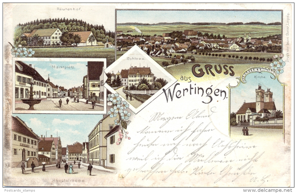 Wertingen, Farb-Litho, 1898 - Dillingen