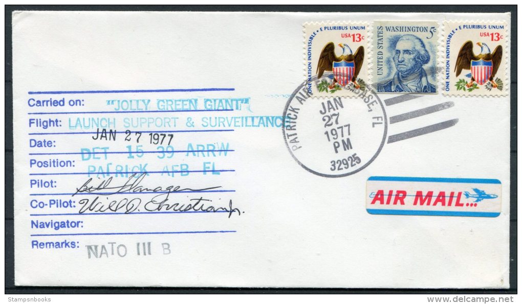 1977 USA Patrick Airforce Base Jolly Green Giant NATO 3B Space Rocket SIGNED Cover - North  America