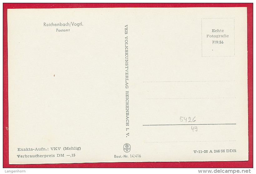 Foto-AK ´Reichenbach Im Vogtland' ~ 1965 - Reichenbach I. Vogtl.