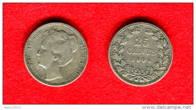 PAYS BAS - NEDERLAND - NETHERLAND - WILHELMINA - 25 CENTS 1904 - 0.5 Centavos