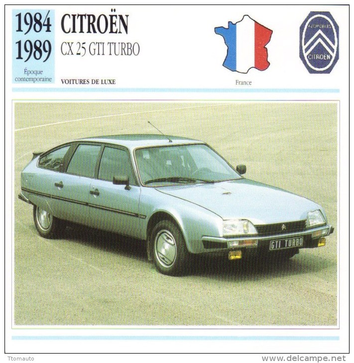 Citoen CX25 GTi Turbo   -  1985  -  Fiche Technique Automobile (Francaise) - Voitures
