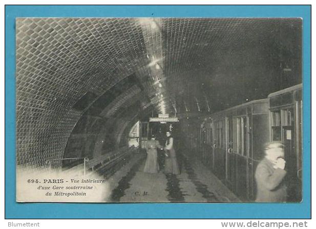 CPA 694 - Vue Intérieure D'une Gare Souterraine Du Métropolitain PARIS - Metro, Stations