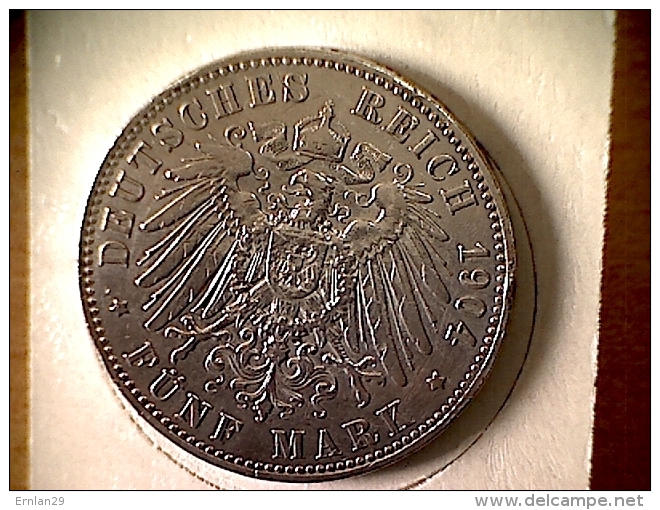 Allemagne 5 Mark 1904 A - Wilhelm II König Von Preussen VZ +++ ( Kleiner Randfehler )  #KM 523 - 2, 3 & 5 Mark Silber