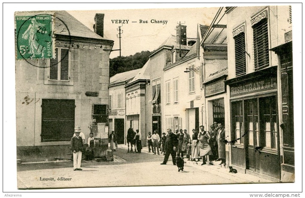 CPA  51  :  VERZY  Rue Chanzy  Animée   1911      A  VOIR  !!!!!!! - Verzy