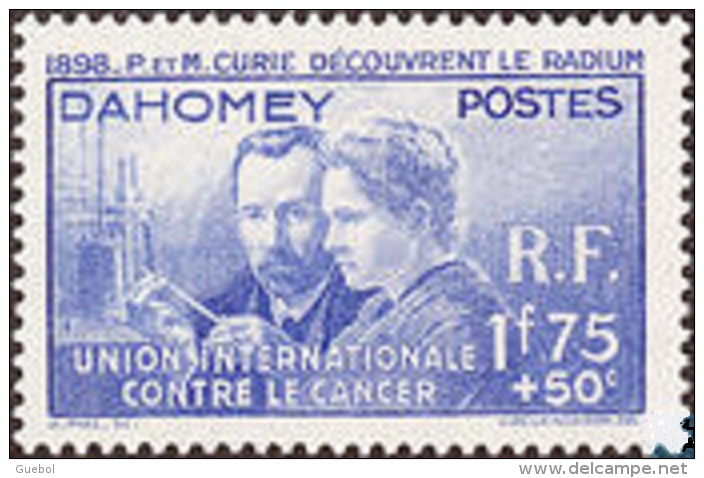 Pierre Et Marie Curie Détail De La Série ** Dahomey N° 109 - Recherche Sur Le Cancer - 1938 Pierre Et Marie Curie