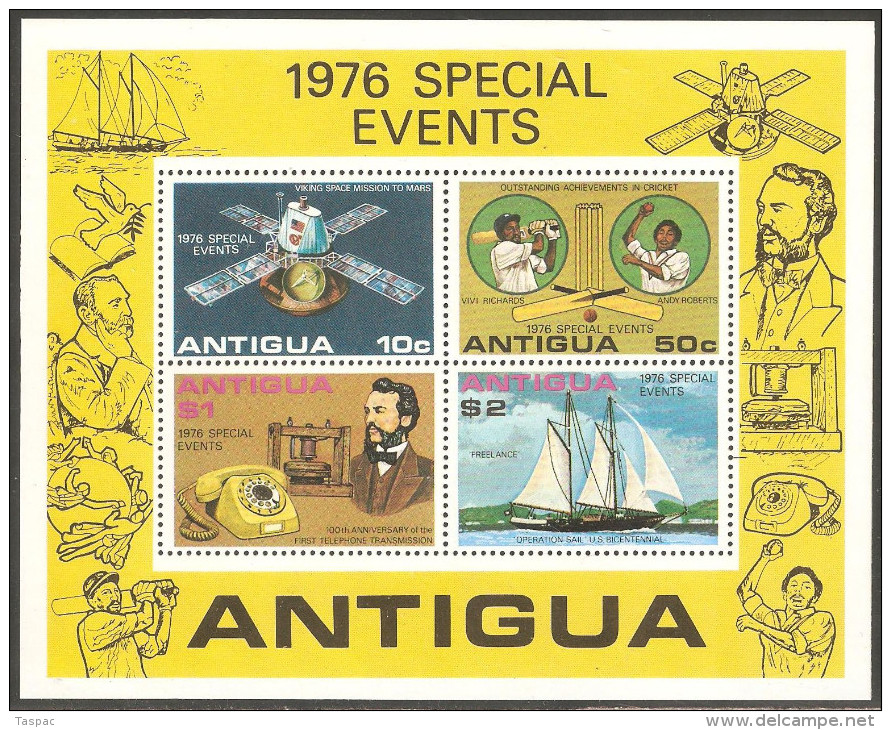 Antigua 1976 Mi# Block 27 ** MNH - Special 1976 Events / Viking Space Mission To Mars - 1960-1981 Ministerial Government