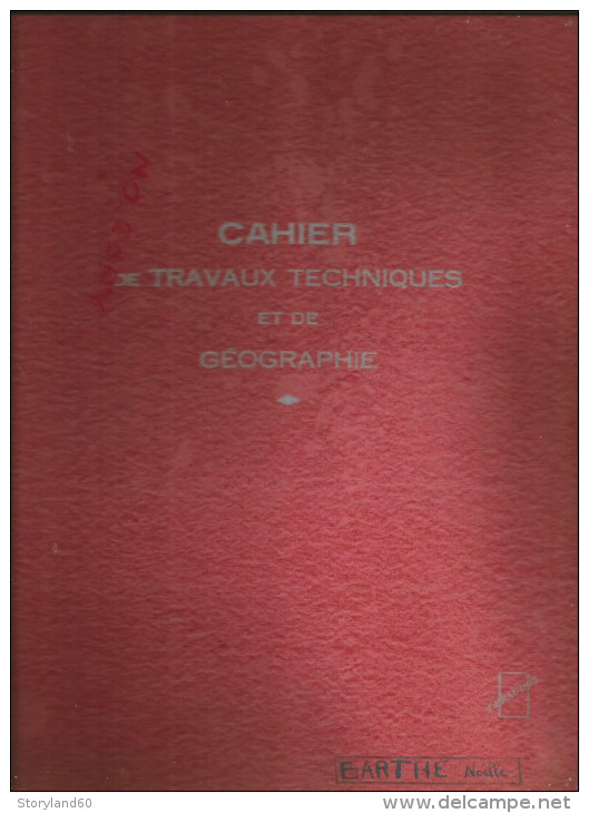 Cahier Grand Format à Ressort Travaux Techniques Et Géographie  Années 50-60 Feraudos N 408, Utilisé - T