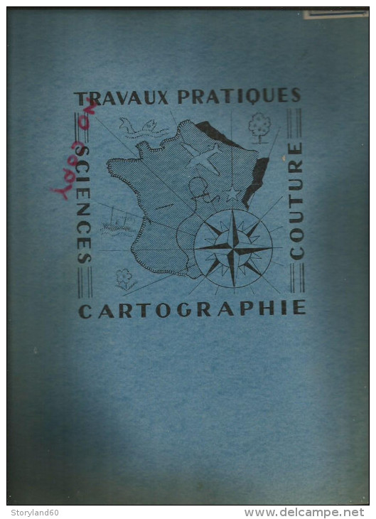 Cahier Grand Format à Ressort Travaux Pratiques Cartographie , Sciences  Années 50-60 Pas De Marque , Utilisé - T