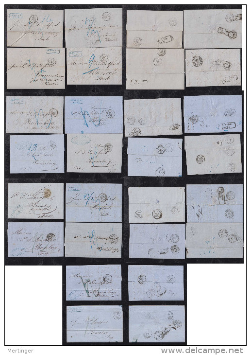 France 14 Entire Covers 1861-66 To Duchy Baden Germany Railway Postmarks - Collections